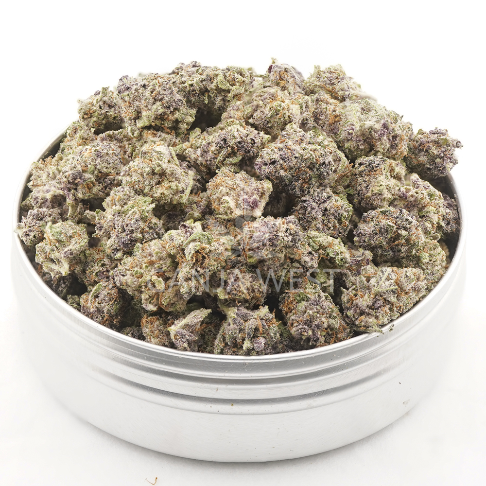 buy-weed-online-dispensary-ganja-west-buckeye-purple-aaaa-popcorn-jar Buckeye Purple AAAA Popcorn - Indica - Image 1