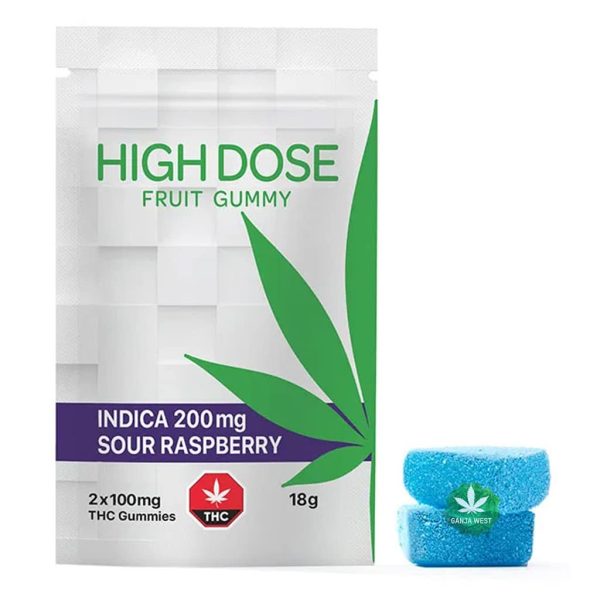 High Dose - THC Sour Raspberry Gummies - 200MG - Indica