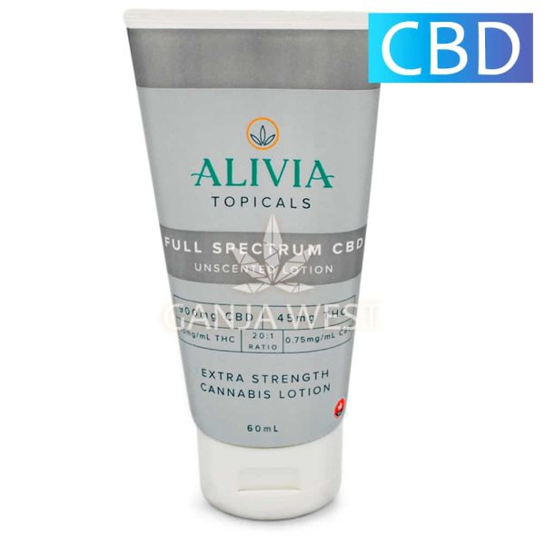 Alivia - Full Spectrum CBD 60ml Unscented Extra Strength Cannabis Lotion - 20:1 CBD to THC