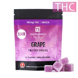 Twisted Extracts – THC Singles Sour Grape – 160MG – Indica