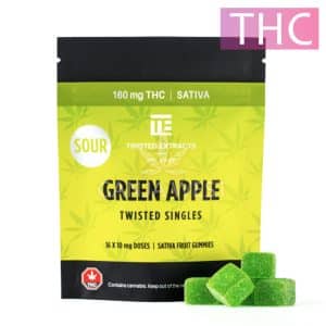 Twisted Extracts – THC Singles Sour Green Apple – 160MG – Sativa
